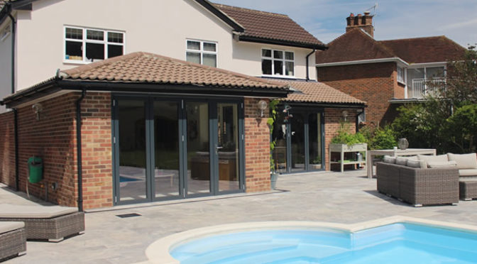 Solarlux SL67 Oak Interior bifold doors, Cranleigh, Surrey